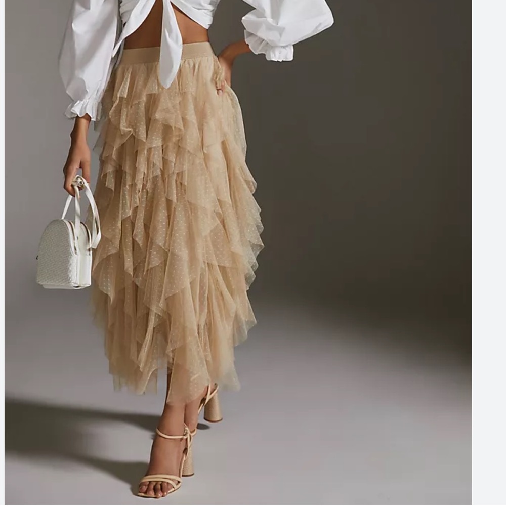 38 Carrie Textured Tulle Mesh Skirt